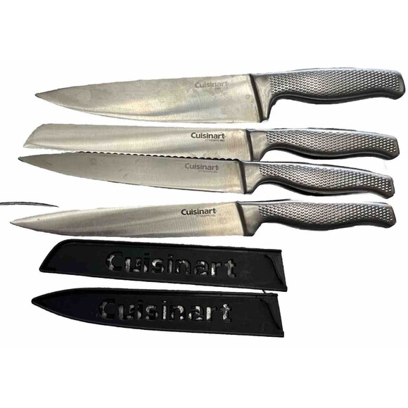 Cuisinart Graphix Knife Set 4 Stainless Steel Chef Bread Slicing Knives Lot 8 in - Picture 3 of 3